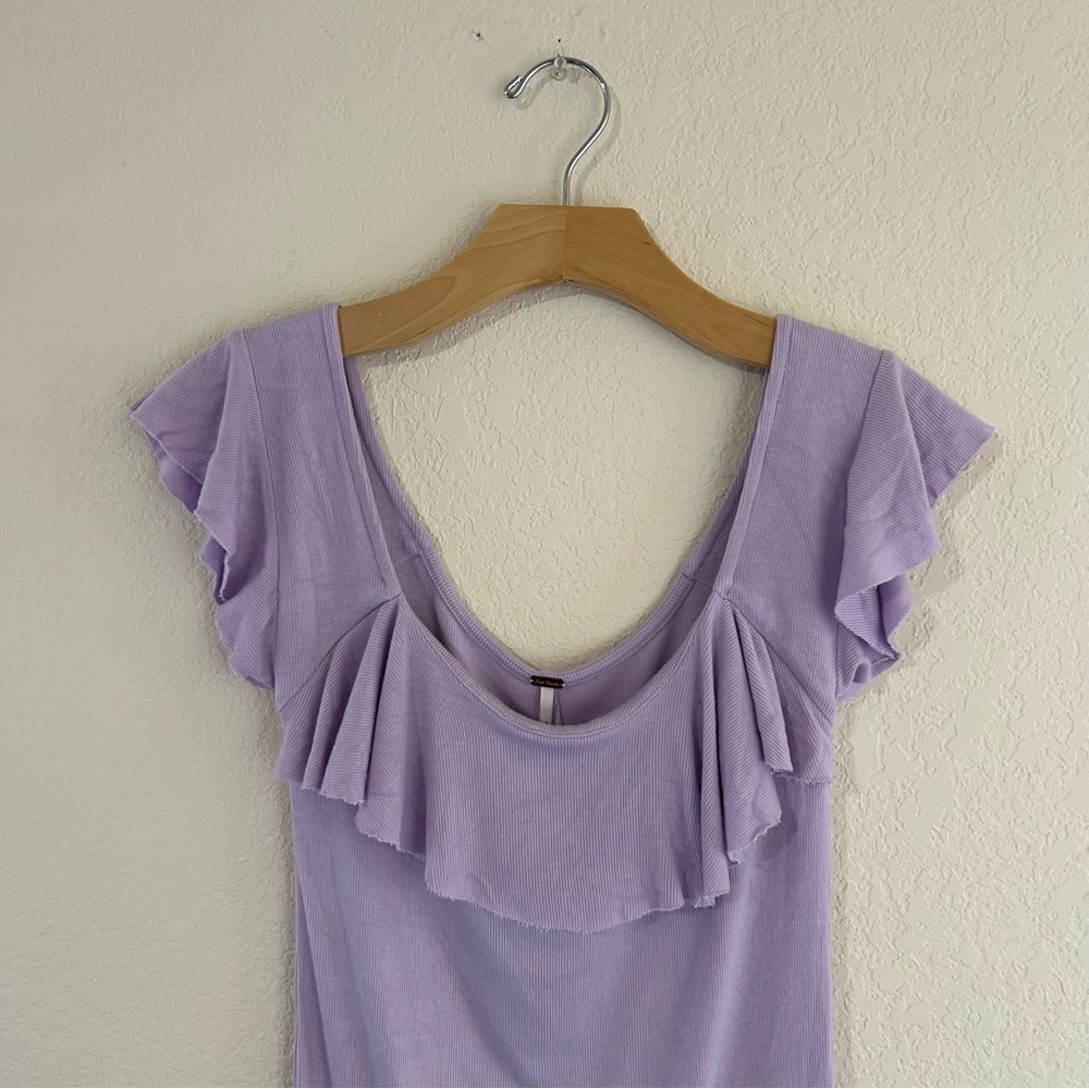 Free People // Fitted Ruffle Neck Top - Picture 4 of 7